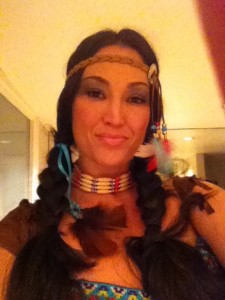 I simply had to wear brown to be Pocahontas for this LA Halloween party.